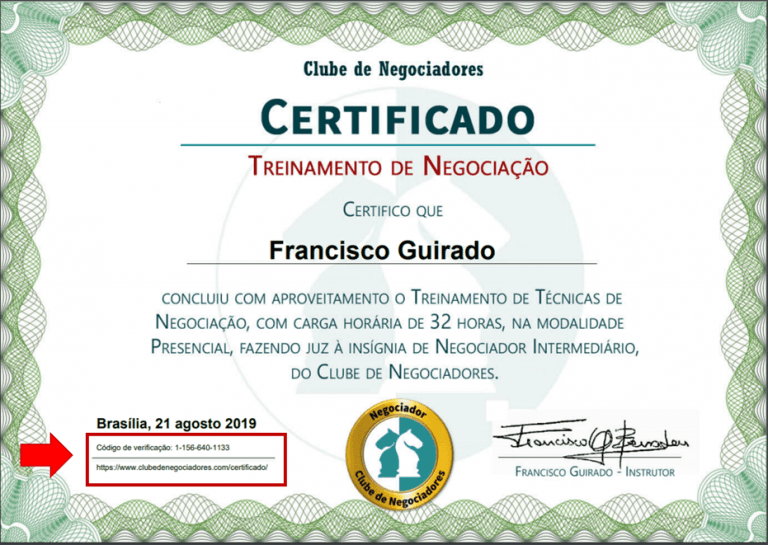 certificados de negociação